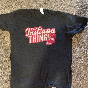 Tultex Charcoal T‑Shirt with Pink & White Indiana Graphic